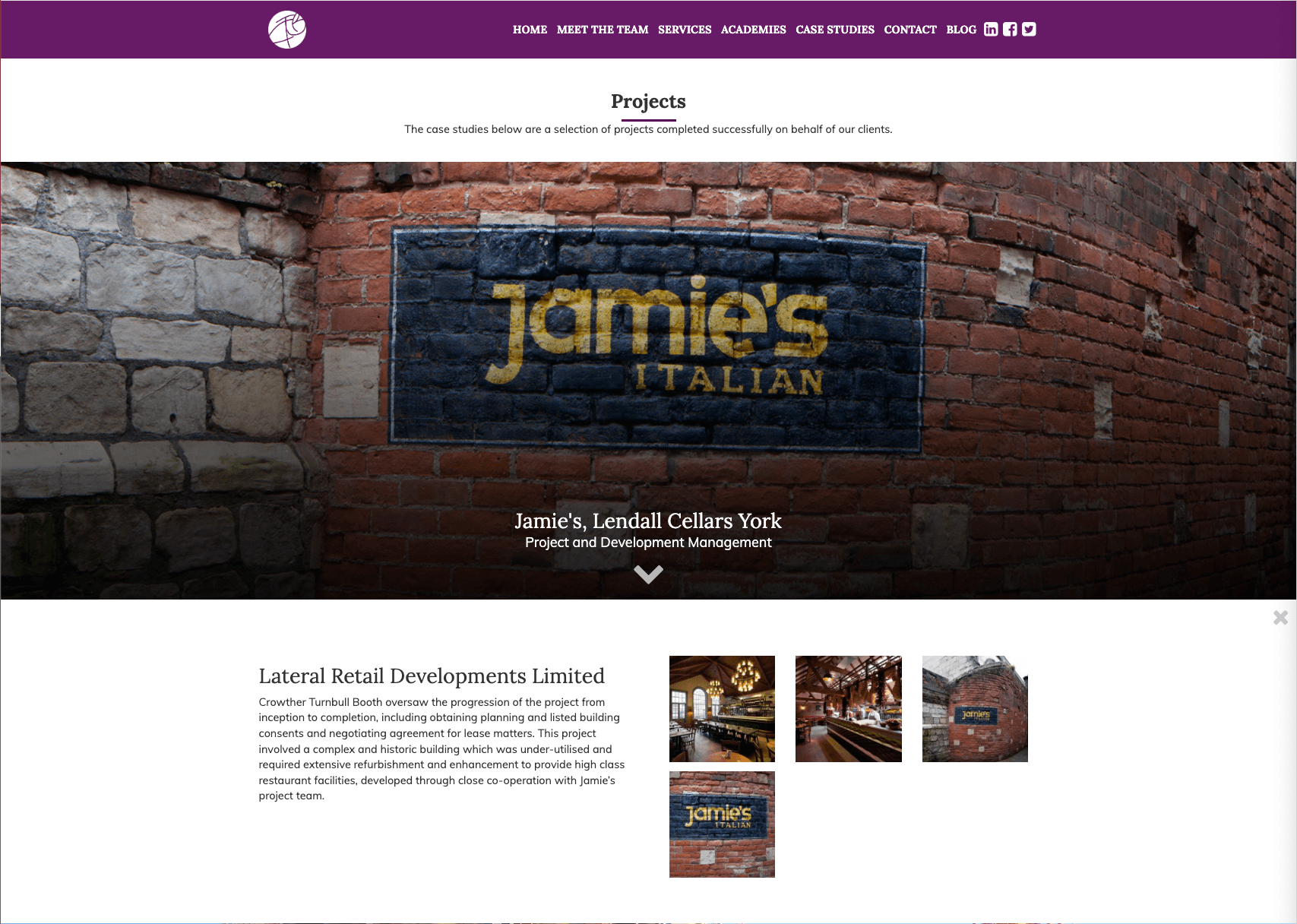 Sub-optimal UX for case studies, relying on accordions on a single page.