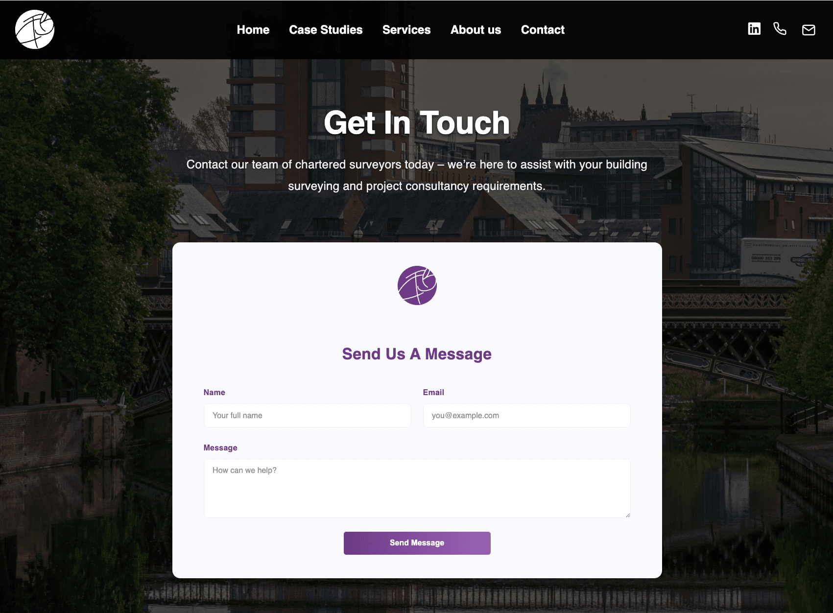 Streamlined, performant 'Contact Us' page with clear calls-to-action and modern, branded aesthetics.